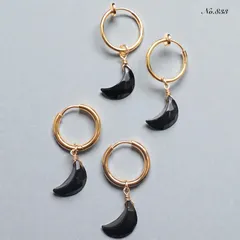 No.833✨天然石✨ブラックオニキスのフープピアス　イヤリング