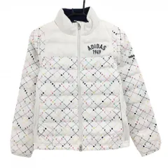 アディダス 2WAY中綿ジャケット 白×マルチカラー 総柄 ロゴ刺しゅう 袖着脱可  レディース M/M ゴルフウェア adidas