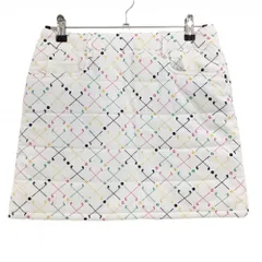 アディダス 中綿スカート 白×マルチカラー 総柄 バックロゴ  レディース M/M ゴルフウェア adidas