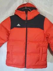アディダス キッズ オレンジ/ブラック ダウン アウター