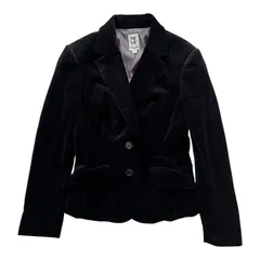  MICHEL KLEIN PARIS ミッシェルクラン ベロアテーラードジャケット ブラック 日本製 レディース38サイズ  【Z1719】 