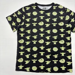 スターウォーズ ベビーヨーダ グローグー Tシャツ 総柄 XL 黒 マンダロリアン STAR WARS 公式 US古着 キャラT メンズ レディース ストリート 大きいサイズ【1160ST】
