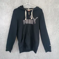 PUMA プーマ パーカー Mサイズ 刺繍ロゴ スウェット素材 ブラック メンズ トップス 〇◇