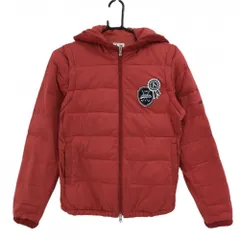 アディダス フード付き2WAY中綿ジャケット レッド ロゴネイビー 縁ボア 袖着脱可  レディース M/M ゴルフウェア adidas