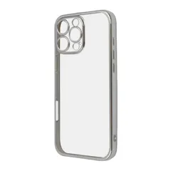 iPhone16ProMax ケース クリア シルバー メタリック フレーム 透明 衝撃吸収 シンプル 無地 カメラ 保護 スマホ カバー ソフト TPU iPhone 2024 6.9inch ３眼 アイホン アイフォン プロマックス 精密設計 RT-P49