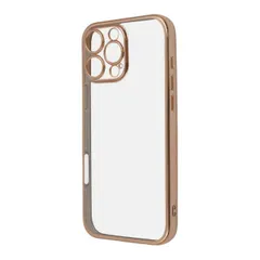 iPhone16ProMax ケース クリア ピンク ゴールド メタリック フレーム 透明 衝撃吸収 シンプル 無地 カメラ 保護 スマホ カバー ソフト TPU iPhone 2024 6.9inch 【定形外郵便にて発送】【7日以内発送】