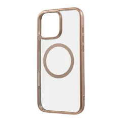 iPhone16ProMax ケース ピンク ゴールド クリア 透明 メタリック バンパー MagSafe マグネット 対応 ハイブリッド シンプル 無地 保護 スマホ カバー iPhone 2024 【ゆうパケットにて発送】【7日以内発送】