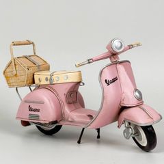 ミニチュア 1/6スケール ビンテージバイク レトロ ブリキ製 [ピンク