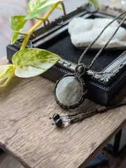 ☆ゴールデンブシディアン・オブシディアン☆マクラメ編みネックレス 511・マクラメネックレス