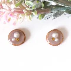 no.419　レジン　大人色　パール　丸型　ぷっくり　ピアス　イヤリング　ハンドメイド