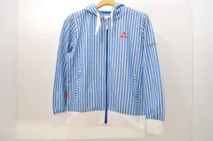 中古 レディース ルコックスポルティフ le coq sportif フルジップアウター M 青 長袖 パーカー ストライプ