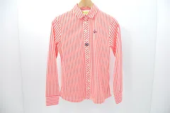 中古 レディース ビバハート VIVA HEART 長袖ポロシャツ 40(M) 赤×白 レッド×ホワイト ストライプ