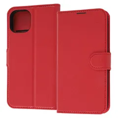 iPhone 14 iPhone 13 手帳型 スマホ ケース カバー シンプル レッド 耐衝撃 カード 収納 ポケット ストラップホール 付 スタンド 機能