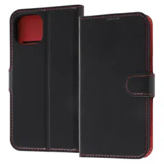 iPhone 14 iPhone 13 手帳型 スマホ ケース カバー シンプル ブラック レッド 耐衝撃 カード 収納 ポケット ストラップホール 付 スタンド 機能