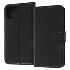 iPhone 14 iPhone 13 手帳型 スマホ ケース カバー シンプル ブラック ブラック 耐衝撃 カード 収納 ポケット ストラップホール 付 スタンド 機能