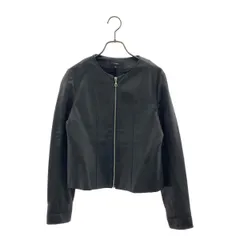 theory / セオリー | 羊革 ラムレザー ジップ ノーカラー ジャケット | S | ブラック | レディース