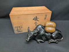 米治一作 座牛童子 鋳銅製 高岡銅器 置物 銅製 6.1kg 鑑定済 - メルカリ