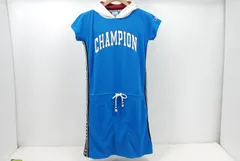 中古 レディース チャンピオンゴルフ Champion ワンピース S 青 ブルー 半袖 フード付き ビッグロゴ