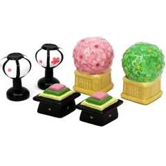 雛人形小道具 ひな道具 ミニ 桜橘 菱餅 雪洞 高さ3cm 道具 単品 3点セット 陶器製 ひし餅 ぼんぼり ボンボリ 雛人形 ひな人形 おひなさま コンパクト かわいい おしゃれ お雛様 ひな祭り .お道具セット.