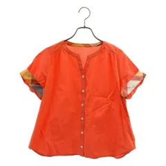 【美品】  BLUE LABEL CRESTBRIDGE / ブルーレーベル・クレストブリッジ | クレストブリッジチェック 袖切替 スキッパー 半袖ブラウス | 36 | オレンジ | レディース