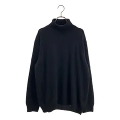 Nahyat / ナヤット | N-059 10G カシミヤ ラムレザーエルボーパッチ ハイゲージ タートルネックニット | ブラック | メンズ