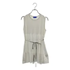 BLUE LABEL CRESTBRIDGE / ブルーレーベル・クレストブリッジ | ライトコットンポリ ティアードニット リボン ノースリーブカットソー | M | ホワイト | レディース