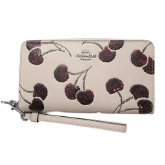 【新品 未使用】コーチ レザー財布 COACH アウトレット ロング ジップ アラウンド ウォレット チェリープリント フルーツ柄 長財布 CDE92 SVCAH