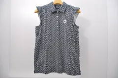 中古 レディース パーリーゲイツ PEARLY GATES 半袖ポロシャツ 0(S) 紺 フレンチスリーブ 総柄