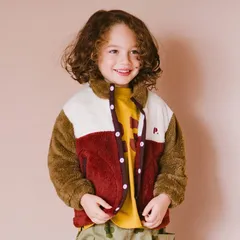 《新品》カラーブロックファーフリースジャケット 100-120サイズ p.premier 防寒 アウター P402024