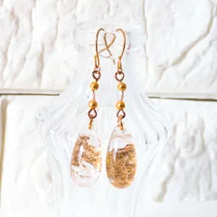 no.407　レジン　しずく型 ゴールド　ゆらゆら　ピアス　イヤリング　ハンドメイド