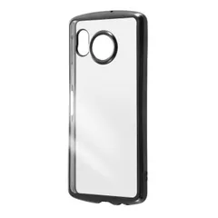 AQUOSsense8 ケース クリア ブラック メタリック 透明 耐衝撃 ラウンド シルエット シンプル 無地 カメラ 保護 スマホ カバー エアクッション ソフト TPU SH-54D SHG11 【ゆうパケットにて発送】【7日以内発送】