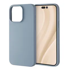 iPhone15ProMax ケース シリコン ペール ブルー 衝撃吸収 スマホ カバー ソフト さらさら 指紋防止 アイフォン アイホン ハイブリッド IS-P44C17-PA 【ゆうパケットにて発送】【７日以内発送】