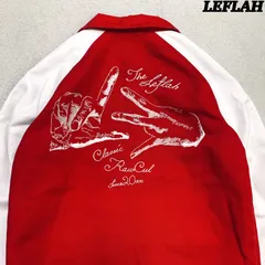 LEFLAH スタジャン バーシティジャケット コーチジャケット ブルゾン 両面刺繍 ハンドサイン Lサイズ レッド 赤 レフラーのサムネイル