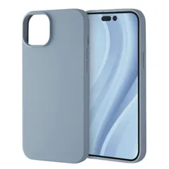 iPhone15Plus ケース シリコン ペール ブルー 衝撃吸収 スマホ カバー ソフト さらさら 指紋防止 アイフォン アイホン ハイブリッド IS-P43C17-PA