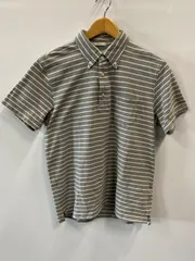 ピ384⚫︎GU⚫︎ジーユー⚫︎半袖⚫︎ポロシャツ⚫︎ボーダー⚫︎綿混⚫︎メンズ⚫︎sizeM⚫︎グレーx白