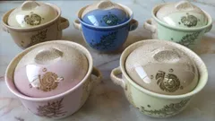 蓋付き　茶碗蒸し　焼物　5客セット　スプーン付き