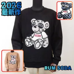 ☆【RUMSODA/ラムソーダ フェイクスウェード クマアップリケトレーナー】長袖☆ 2026 フェイクスウェード ポンチ トレーナー クマ 刺繍 ブラック ベージュ ストリート Y2K ユニセックス 3493-63 新品未使用 正規品 少量入荷 送料無料