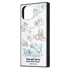 iPhone15 iPhone14 iPhone13 ケース トムとジェリー ホワイト ヴィンテージ キャラクター グッズ 耐衝撃 スマホ カバー エアクッション ハイブリッド スクエア 角 シルエット  【ゆうパケットにて7営業日以内発送】