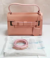 リMVR[宅80]0677 Samantha Thavasa サマンサタバサ エムシュシュ ハンドバッグ 小 2WAY リボン サーモンピンク ラメ入り 保管品