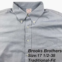 【17 1/2-38】Brooks Brothers(ブルックスブラザーズ) ポロカラーBD(ボタンダウン)シャツ／無地ブルー Traditional Fit／American Supima Cotton メンズ