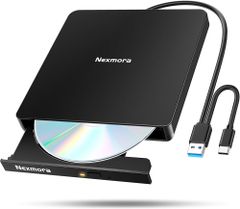 高速USB3.0対応】 CD DVDドライブ 外付け 静音 DVDプレーヤー 外付けDVDドライブ USB3.0＆Type-C両接続 読取/書込可 CDプレーヤー バスパワー駆動 外付けCDドライブ 軽量 薄型 光学ドライブ 外付け CDドライブ Mac PC
