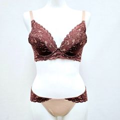 Wacoal ワコール】C75 L 濃茶 ヒョウ柄 ブラジャーショーツセット
