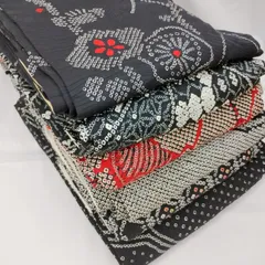 SBR0292 黒系絞り着物お得な6点セット まとめ売り リメイク