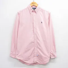 L/古着 ラルフローレン 長袖 ブランド ヘビー フランネル シャツ メンズ 90年代 90s ワンポイントロゴ コットン ボタンダウン 薄ピンク 25nov26