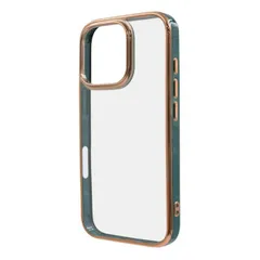 iPhone16Pro ケース クリア グリーン ゴールド メタリック カラフル フレーム バンパー きらきら 透明 衝撃吸収 シンプル スマホ カバー ハイブリッド iPhone 2024 6.3inch ３眼 アイホン アイフォン プロLUSTANT IN