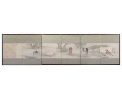 八駿図】縁起物 六曲一隻 屏風 設色紙本 骨董 置物 インテリア - メルカリ