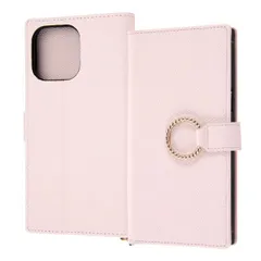 iPhone 14 Pro Max 手帳型 スマホ ケース カバー KAKU リング付 ピンク PU レザー 耐衝撃 カード 収納 ポケット ストラップホール 付 スタンド機能付き