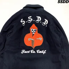 FUCT SSDD Pharaoh Jacket スタジャン バーシティジャケット ファラオジャケット 中綿入り 刺繍 ロゴ 死神 スカル Mサイズ ブラック 黒 ファクト エスエスディーディー