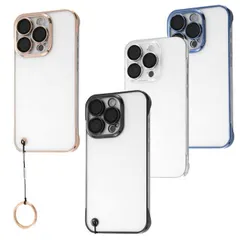 iPhone 14Pro ケース クリア 透明 軽量 リング ストラップ 付 ハードケース カメラカバー クリア ブラック ブルー ピンク ゴールド カメラフィルム 付 背面クリア 背面透明 保護 頑丈 14 プロ クッション ストラップホール ウルトラライト