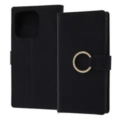 iPhone 14 Pro 手帳型 スマホ ケース カバー KAKU リング付 ブラック PU レザー 耐衝撃 カード 収納 ポケット ストラップホール 付 スタンド機能付き